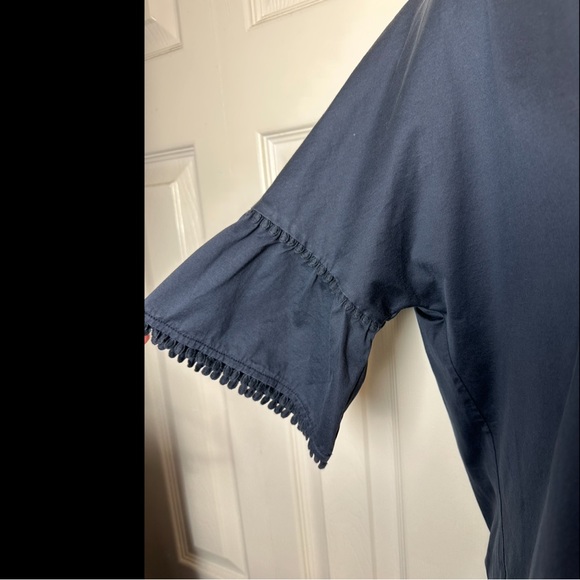 WEEKEND MAXMARA Nerone Bell Sleeve Tee Shirt Top Blouse Blue Mercerized Cotton - Picture 6 of 13